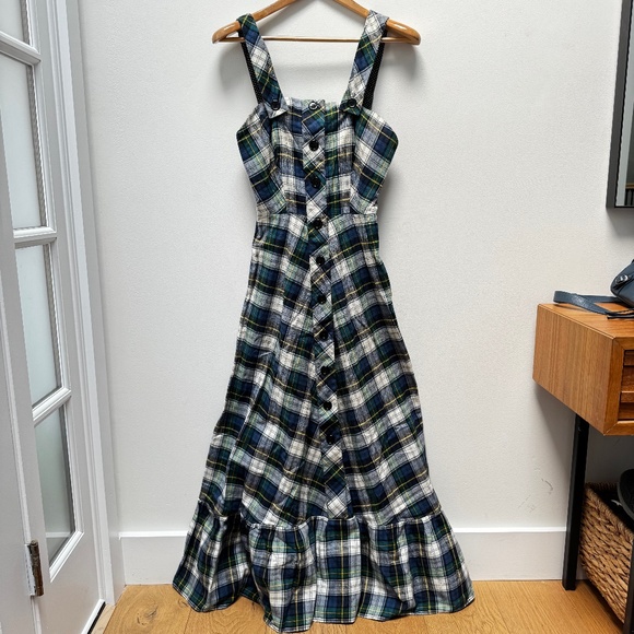 Vtg 70s “Denise Are Here!” Plaid Flannel Maxi Dress Sz 7/8 Retro Cottagecore - Picture 4 of 16